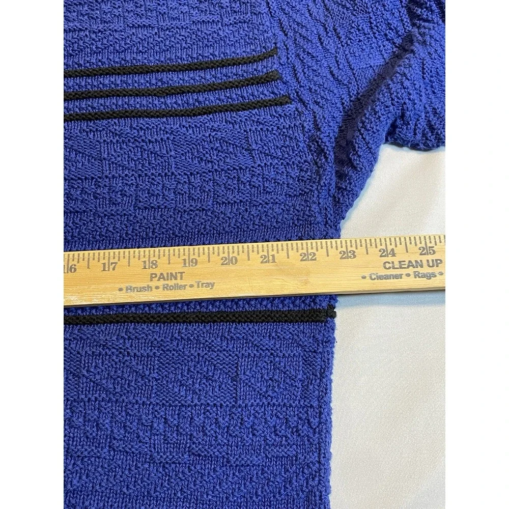 Vintage 80s Amana Woolen Mills Saleroom Blue Striped Wool Sweater‎ Medium
